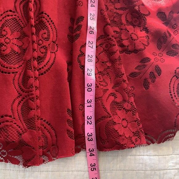 Free People Lovers Folk Song Dress burgundy sheer lace mini size 8 - Picture 15 of 16